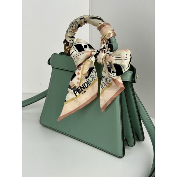 FENDI Mini Peekaboo ISeeU Petite Calfskin Leather Shoulder Bag in Mint Green - Picture 1 of 16